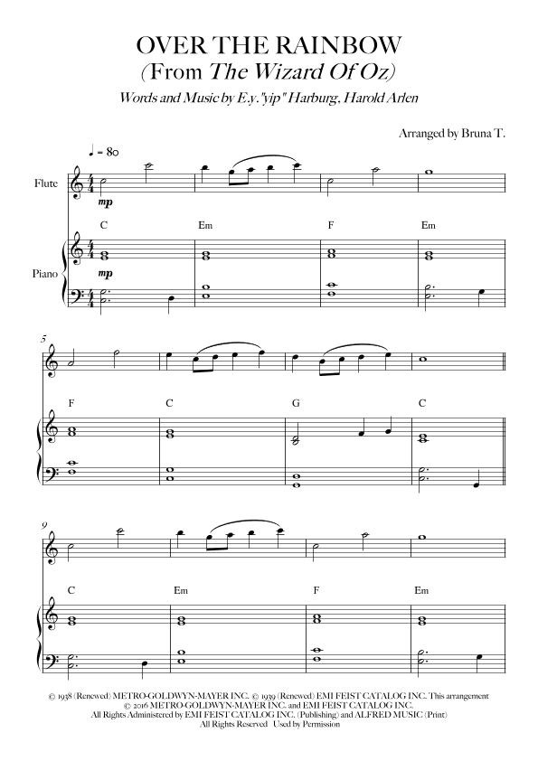 Over The Rainbow (arr. Bruna T.)
