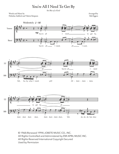 You're All I Need To Get By (arr. Bob Eggers)