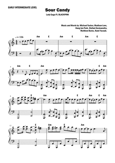 Sour Candy (arr. Pianotutorialandsheetmusic)
