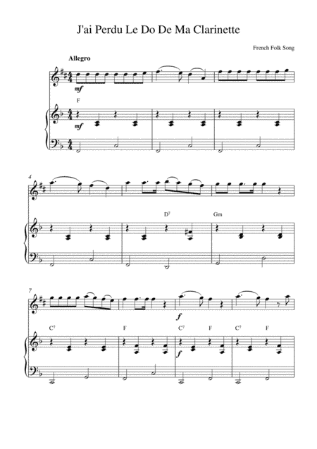 J'ai Perdu Le Do De Ma Clarinette (arr. Kaiserin Rebecca)