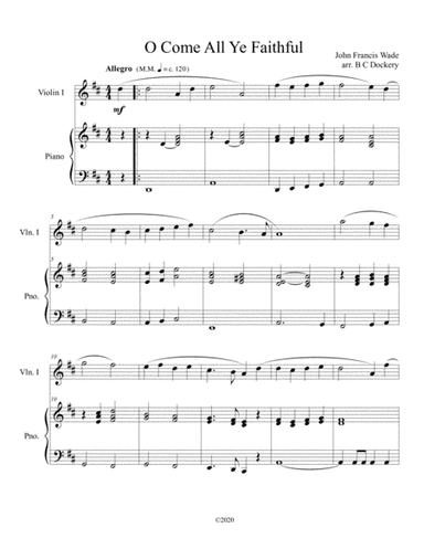 O Come All Ye Faithful (violin solo) with optional piano accompaniment (arr. B C Dockery)