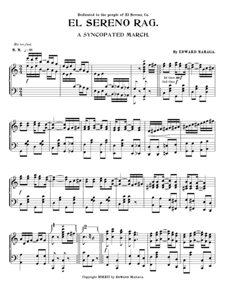 The El Sereno Rag: A Syncopated March