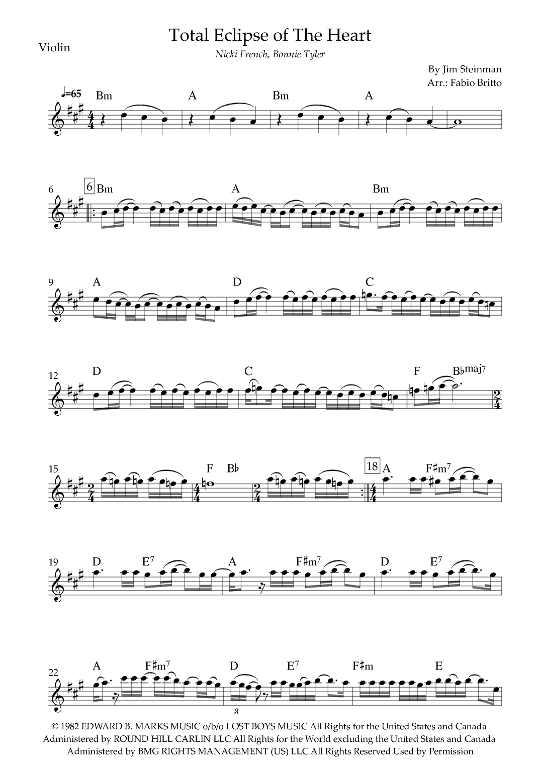 Total Eclipse Of The Heart (arr. Fabio Britto)