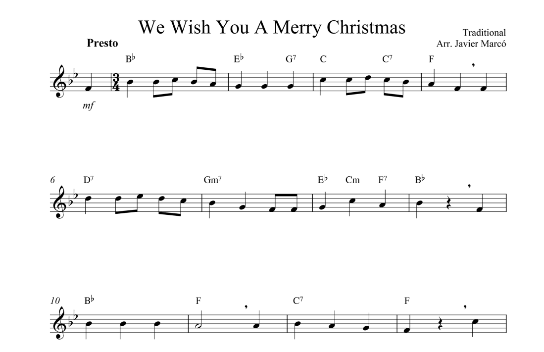 Christmas Carols for Alto Recorder: We Wish You A Merry Christmas (arr. Javier Marcó)