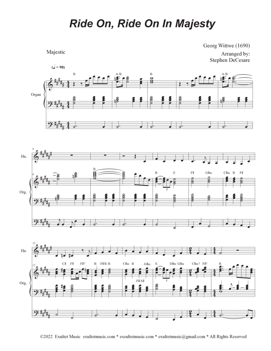 Ride On, Ride On In Majesty (French Horn solo and Organ) (arr. Stephen DeCesare)