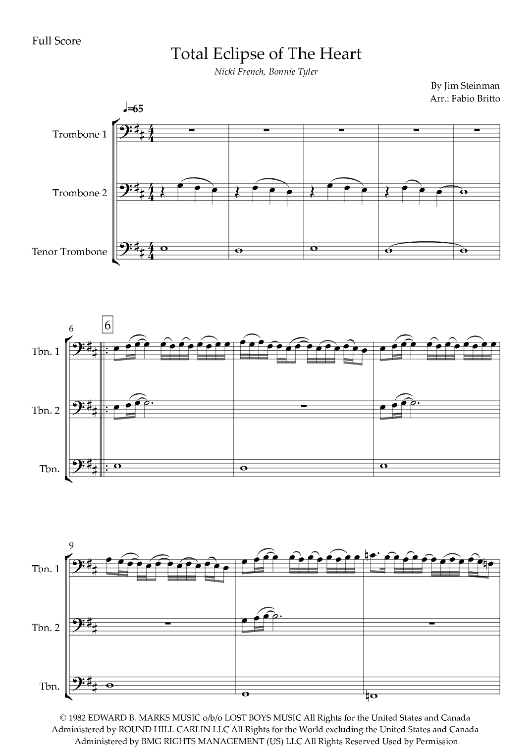 Total Eclipse Of The Heart (arr. Fabio Britto)