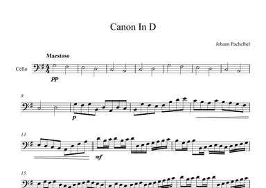 Canon In D - Johann Pachelbel (Cello) (arr. Digital Book Music)