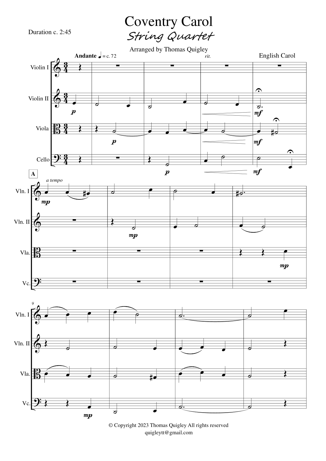Coventry Carol (arr. Thomas Quigley)