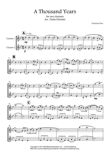 A Thousand Years (arr. Duda Oriontte)