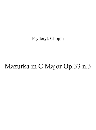 Mazurka in C Major Op.33 n.3 (arr. Patrizia Luraschi)