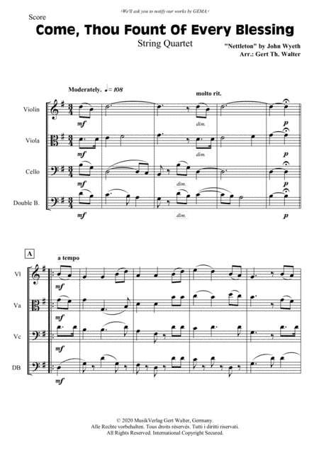 Come, Thou Fount Of Every Blessing (arr. Gert Th. Walter)