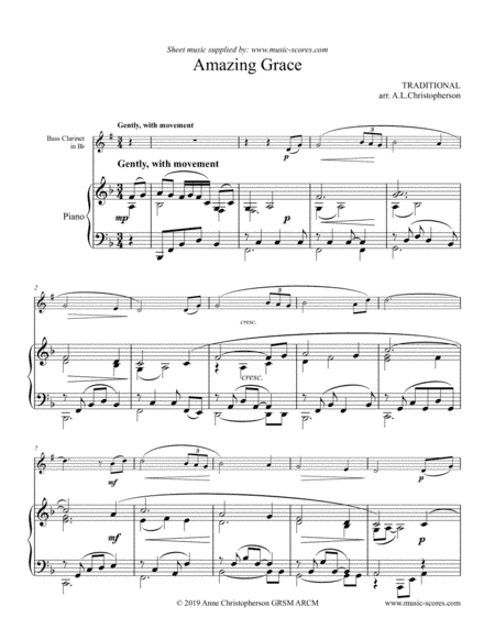 Amazing Grace - Bass Clarinet and Piano (arr. Anne L Christopherson GRSM ARCM)