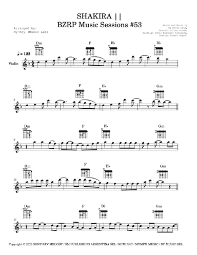 Shakira: Bzrp Music Sessions Vol. 53 (arr. My-Key (Music Lab))