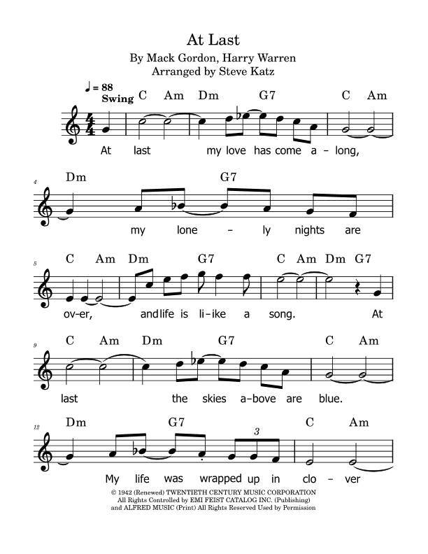 At Last (arr. Steve Katz)