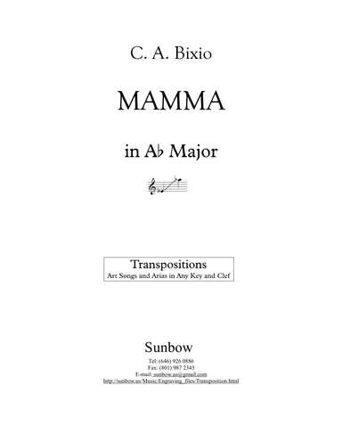 C. A. Bixio: MAMMA (transposed to A flat Major) (arr. Sunbow)
