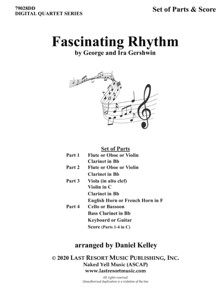 Fascinating Rhythm for String Quartet or Wind Quartet (Mixed Quartet, Double Reed Quartet, or Clarin (arr. Last Resort Music Publishing)