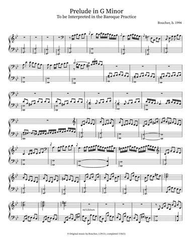 Prelude in G Minor (Written Improvisation)