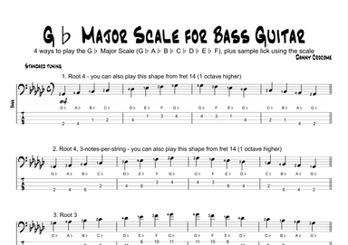 Gb Major Scale for Bass Guitar (4 Ways to Play)
