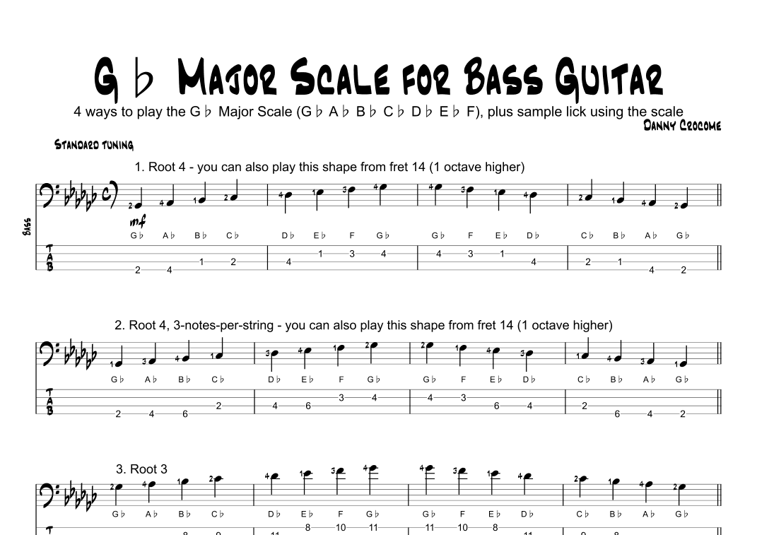 Gb Major Scale for Bass Guitar (4 Ways to Play)