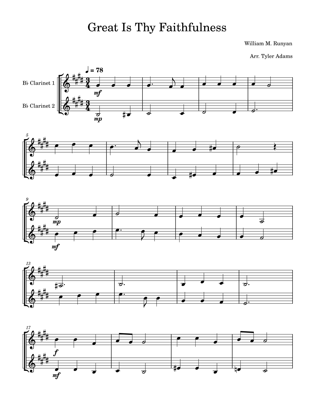 Great Is Thy Faithfulness (Clarinet Duet) (arr. Tyler Adams)