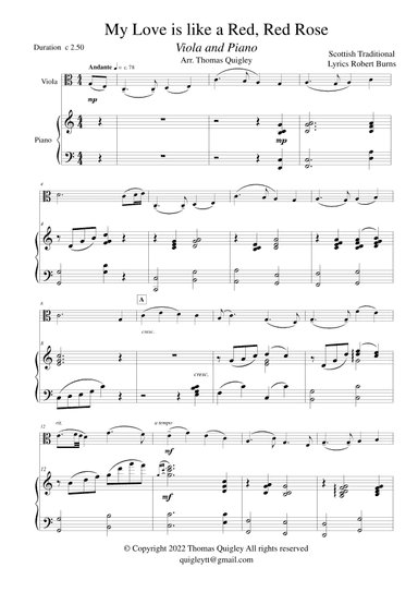 My Love is Like a Red, Red Rose (arr. Thomas Quigley)