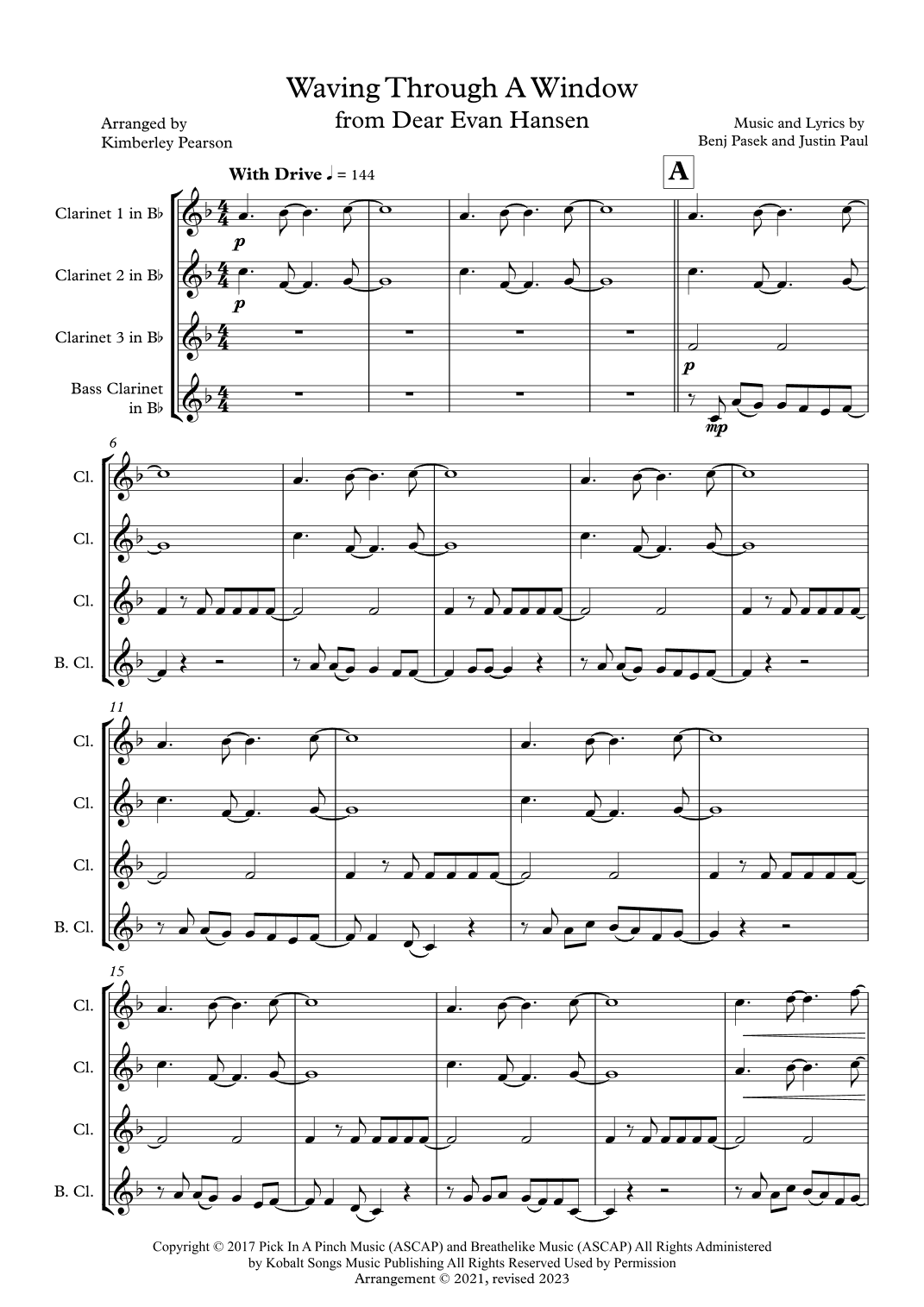 Waving Through A Window (arr. Wind Sheet Music Arrangements)