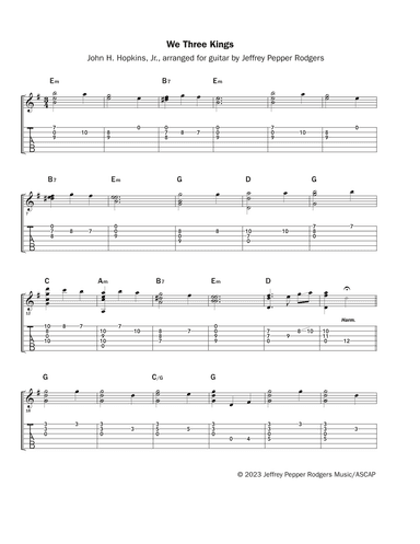 We Three Kings - solo guitar (arr. Jeffrey Pepper Rodgers)