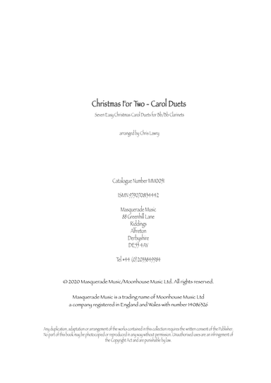 Christmas For Two - Carol Duets. 7 Easy carols for two Bb clarinets (arr. Chris Lawry)