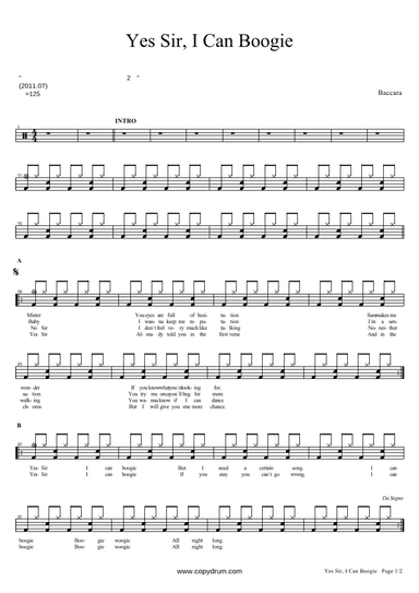 Yes Sir, I Can Boogie (arr. COPYDRUM)