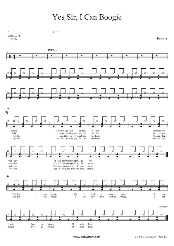 Yes Sir, I Can Boogie (arr. COPYDRUM)