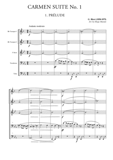 Carmen Suite No. 1 for Brass Quintet (arr. Diego Marani)