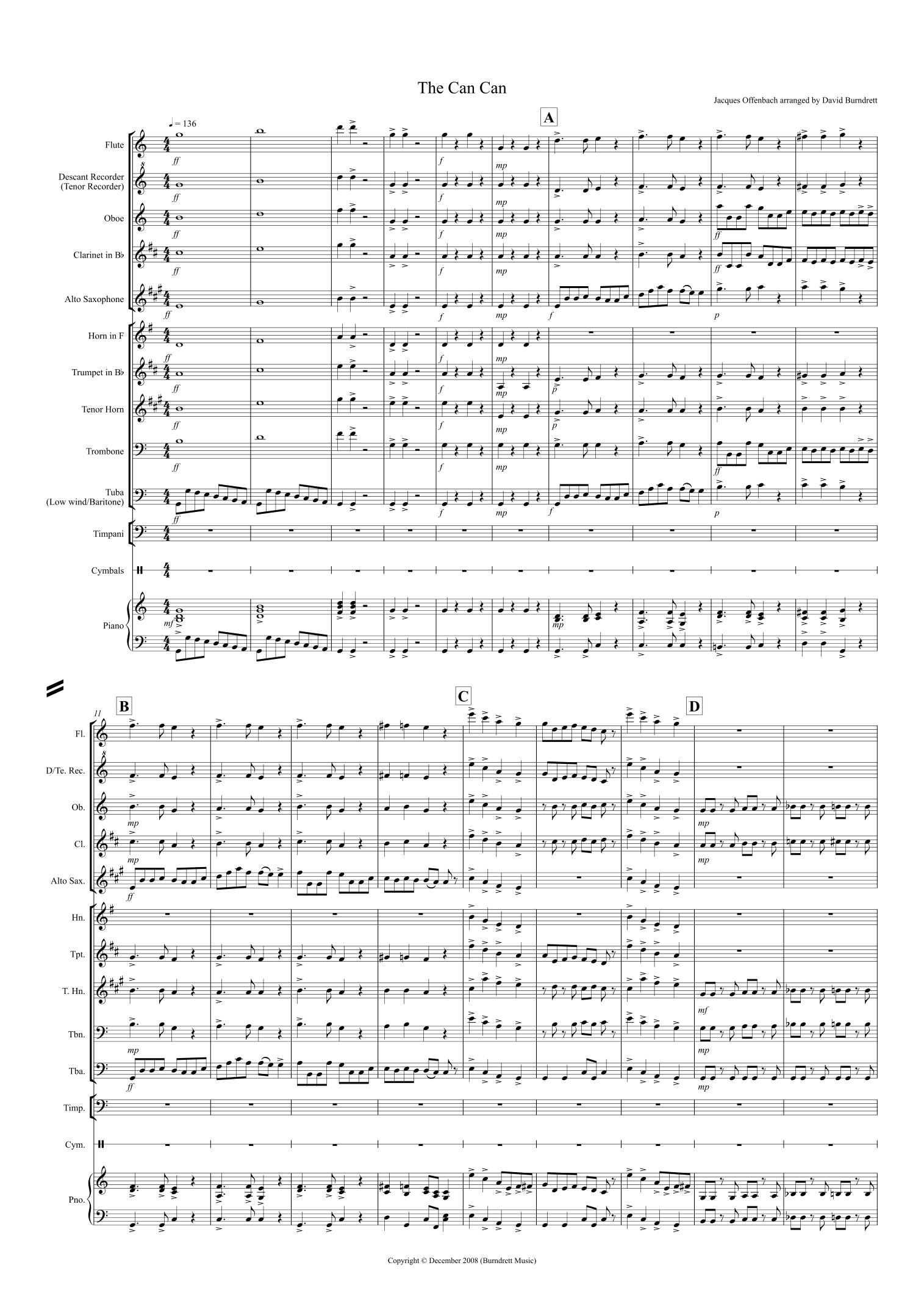 The Can Can for School Concert/Marching Band (arr. David Burndrett)