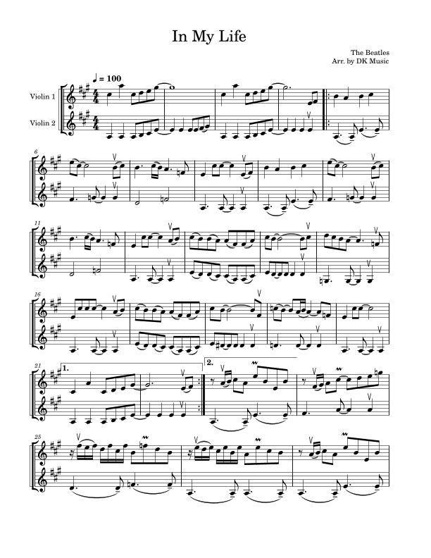 In My Life (arr. DK Music)