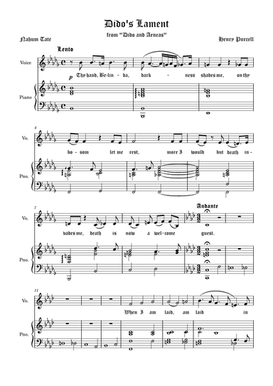 Dido`s Lament F-minor Low and Medium voice Modified arrangement (arr. Vladyslav Panfilenko)