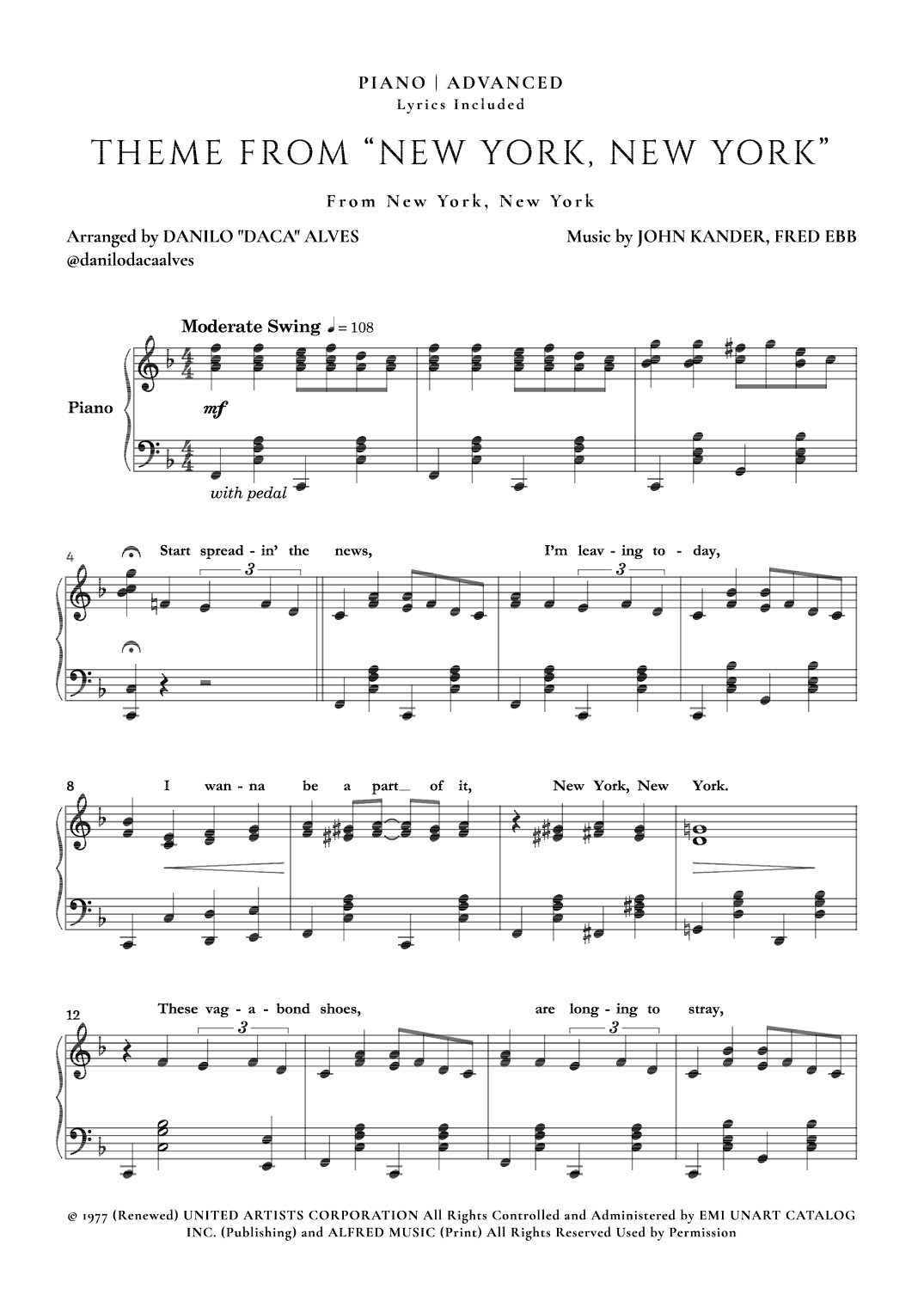 Theme From "new York, New York" (arr. Danilo "Daca" Alves)