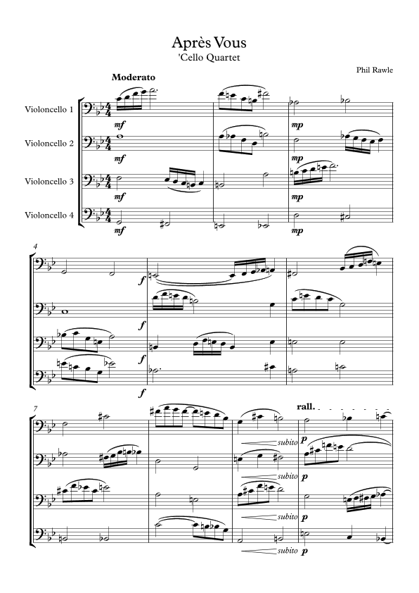 Apres Vous - 'Cello Quartet