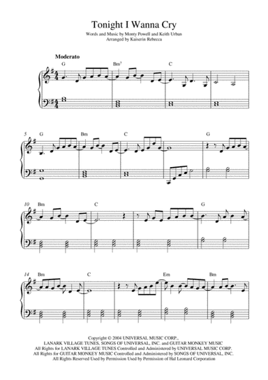 Tonight I Wanna Cry (arr. Kaiserin Rebecca)