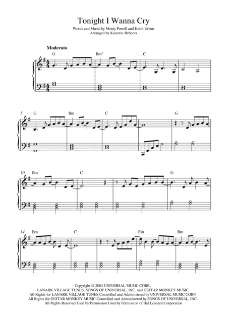 Tonight I Wanna Cry (arr. Kaiserin Rebecca)