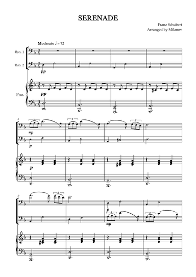 Serenade | Schubert | Bassoon duet and piano (arr. Milanov)