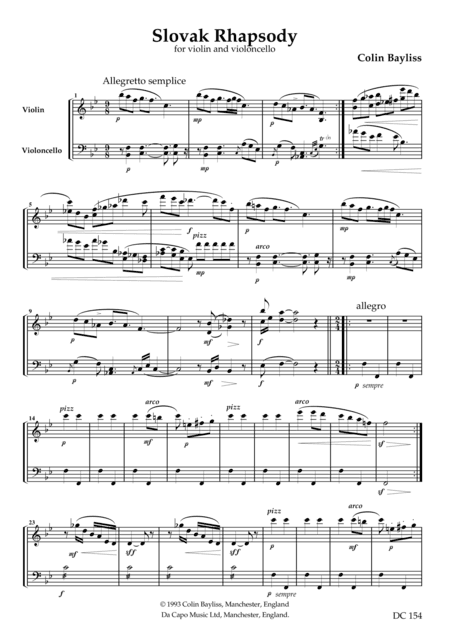 Slovak Rhapsody for violin and violoncello