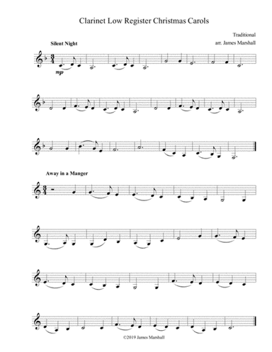 Clarinet Low Register Christmas Carols (arr. James Marshall)
