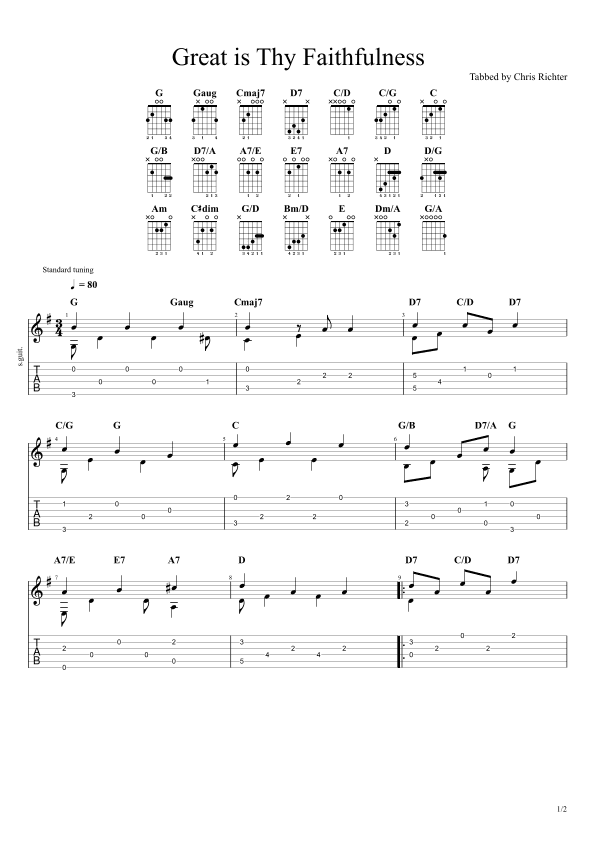 Great Is Thy Faithfulness (Solo Fingerstyle Guitar Tab) (arr. Chris Richter)