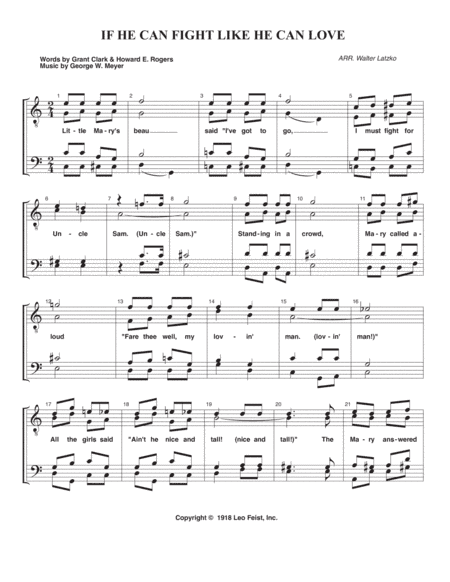 IF HE CAN FIGHT LIKE HE CAN LOVE (arr. Walter Latzko)