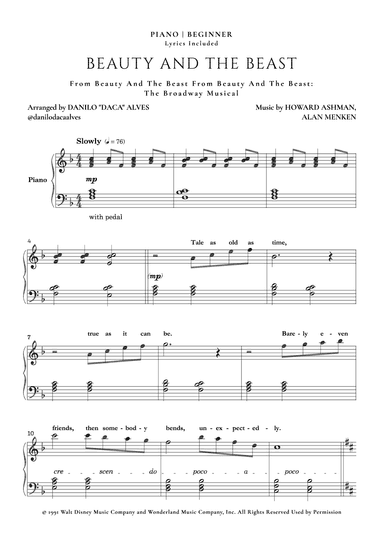 Beauty And The Beast (arr. Danilo "Daca" Alves)