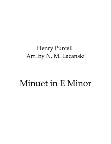 Minuet in E Minor (arr. Nick Lacanski)