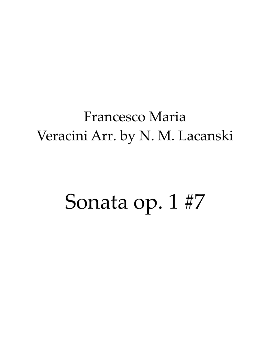 Sonata op. 1 #7 (arr. Nick Lacanski)