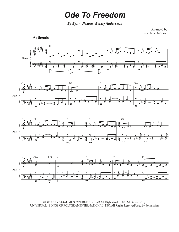 Ode To Freedom (arr. Stephen DeCesare)