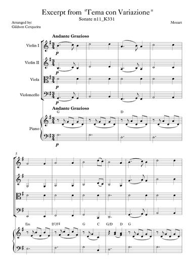 Excerpt from sonate k331 - "Tema con Variazione" (arr. Gildson Cerqueira)