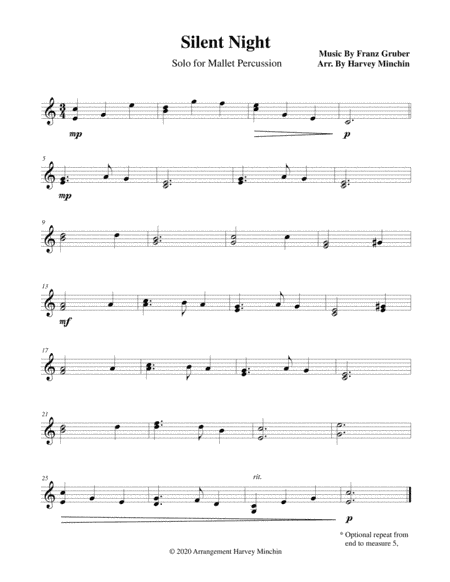 Silent Night for Solo Mallet Percussion (arr. Harvey Minchin)