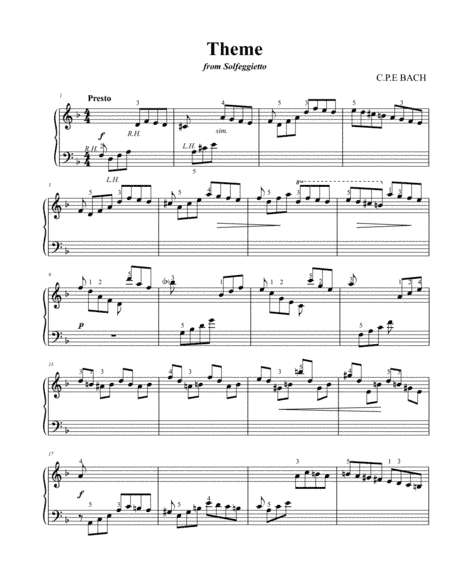 C.P.E Bach - Solfeggietto for piano solo (arr. MPS)